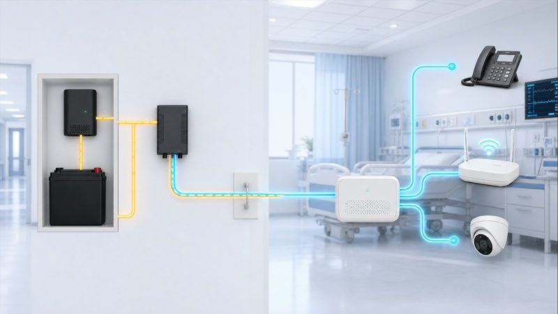 Backup Power to ONT for hospital Passive Optical LAN infrastructure