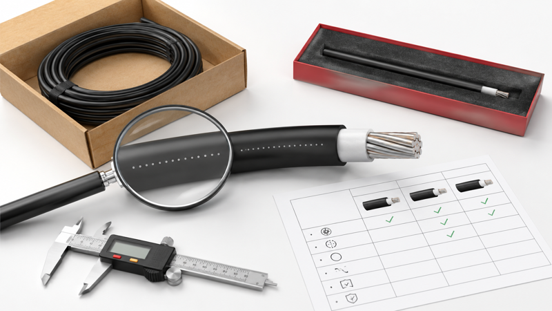 Solar cable sample and cable marking review before bulk purchase