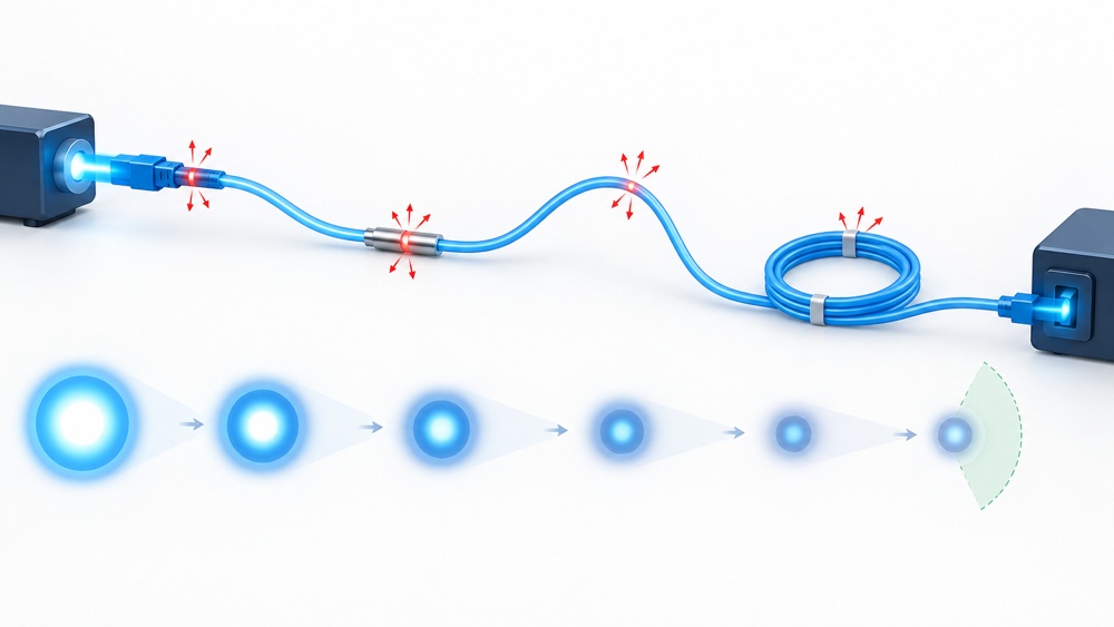 Optical power budget contributors across a long fiber link