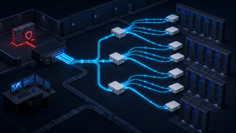 Passive Optical LAN architecture for data center management endpoints