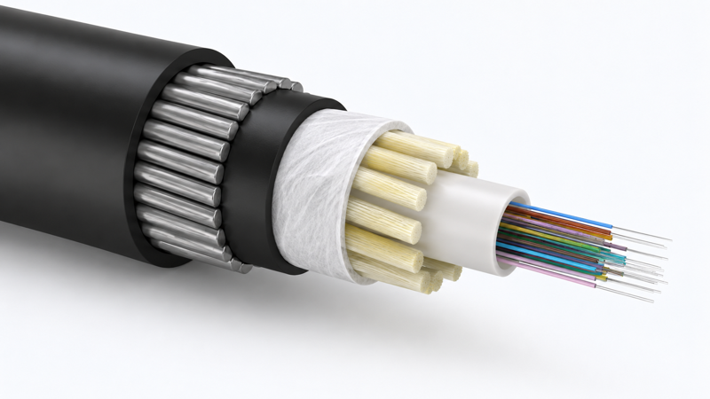 Outdoor fiber optic cable structure and protection layers