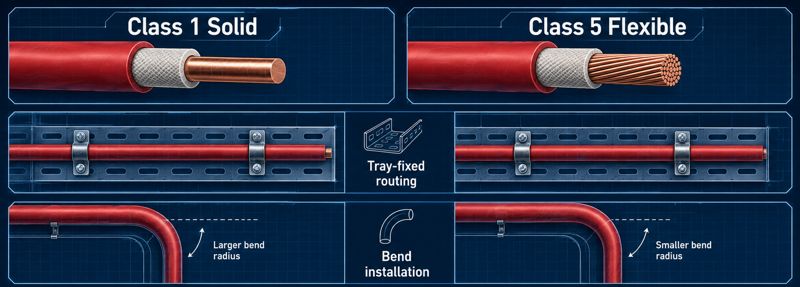 Class 1 solid and Class 5 flexible conductors