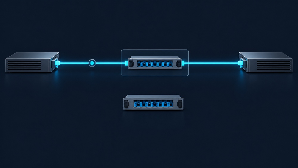 Optical path through an inline cassette with an unconnected spare below