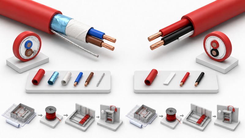 Screened fire cable cross-section with drain wire