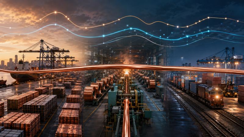 Copper cables connected to regional markets rod processing and logistics