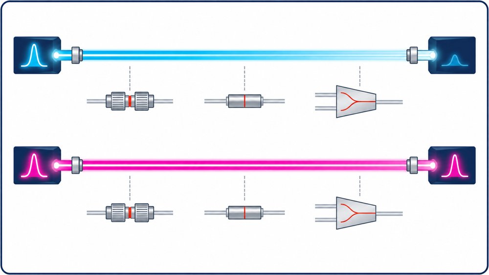 Comparison of optical attenuation at 1310 and 1550 nanometres