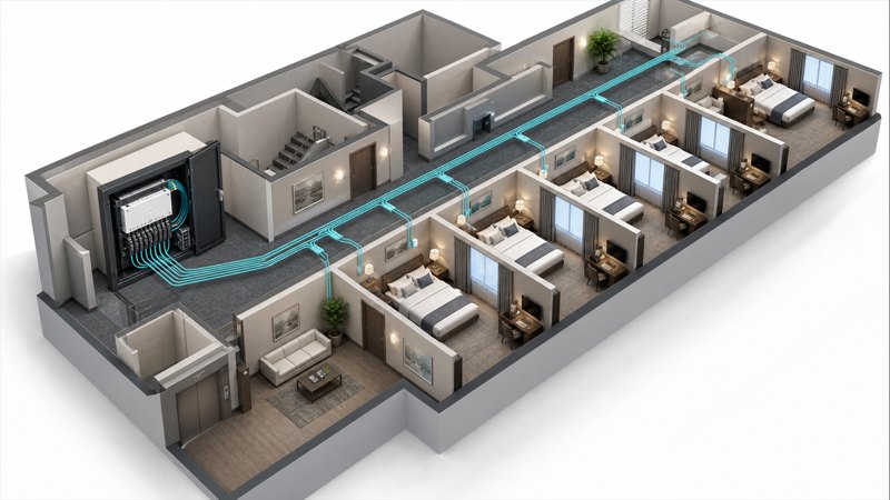Floor Splitter Zone for hotel and resort Passive Optical LAN